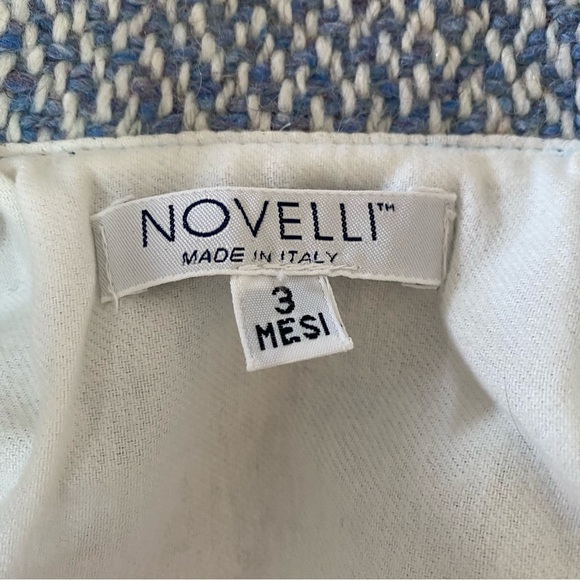 NWT Novelli brand, made in Italy Blue and White Wool Coat with Rabbit fur accent - Picture 6 of 10
